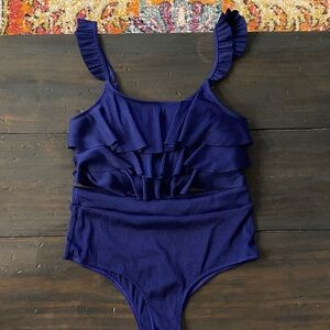 Ruffled Navy Bikini